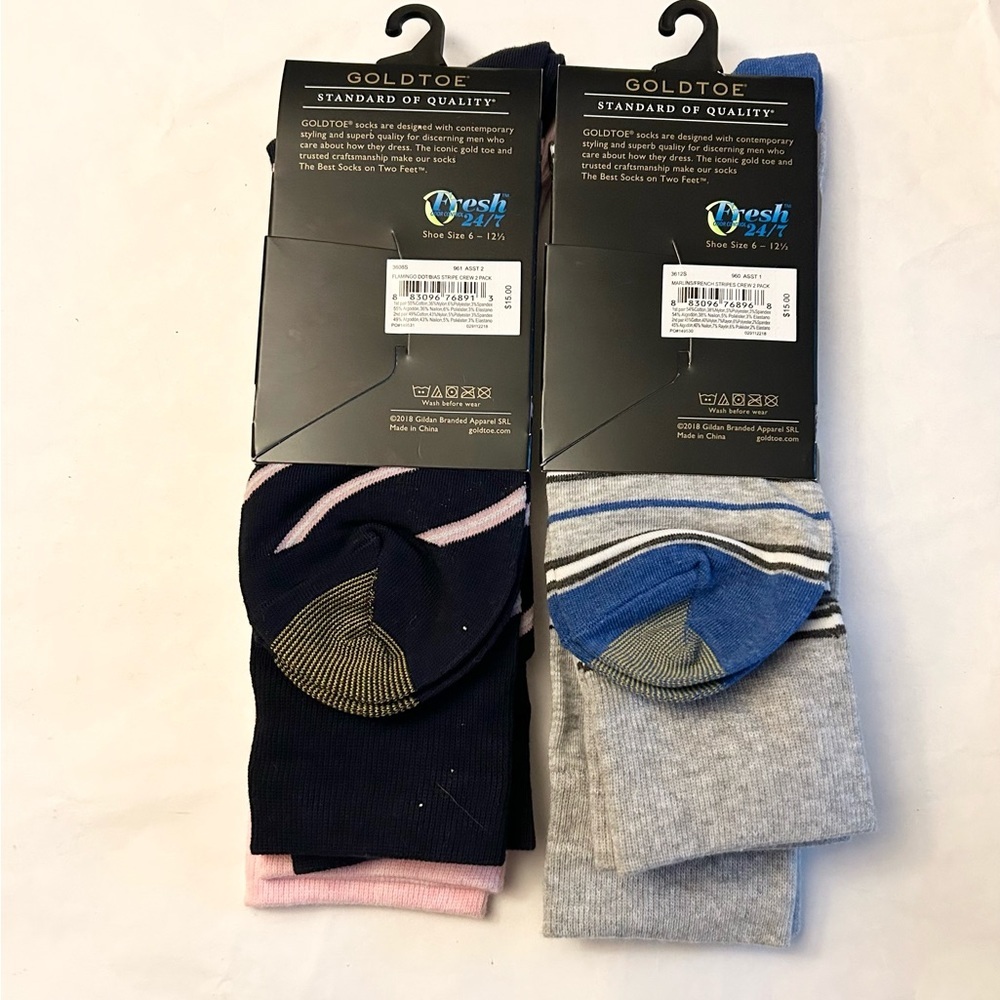 Gold toe 4 Pairs of Men’s Socks Shark Flamingo Size 6 to 12 NWT - Picture 4 of 5